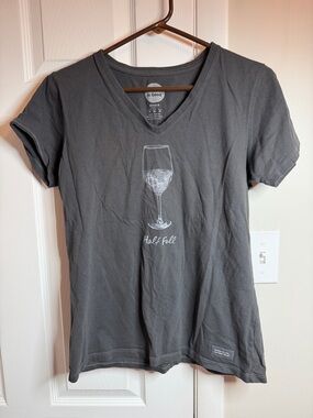 Life Is Good Charcoal 'Half Full' V-Neck Graphic Tee